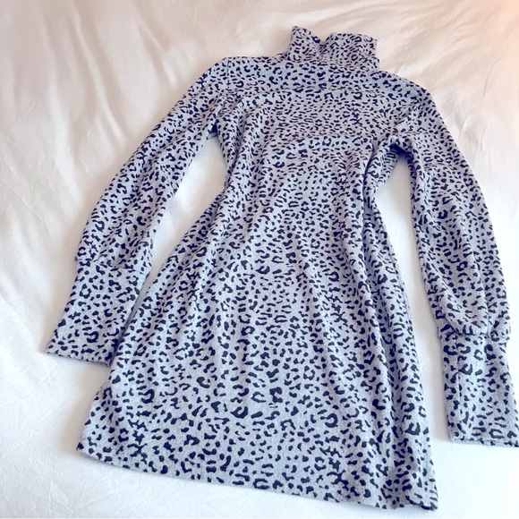 Leopard Print Mini Dress in Light Grey - Picture 1 of 8